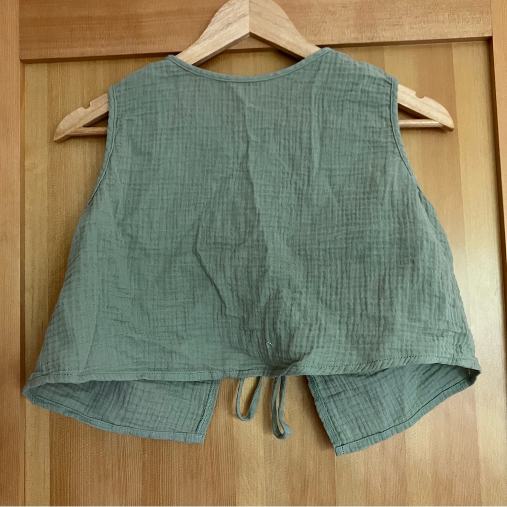 SHEIN Sage Green Cotton Gauze Tie-Back Tank